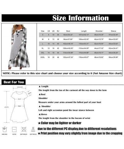 Women's Fall Clothes Fashion Plaid Stitching Button Pockets Pile Neck Long Sleeve Dress 2023 B-green $9.50 Dresses