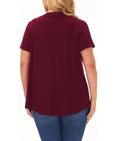 Women Plus Size Tops Shirts Summer Short Sleeve Loose Fit Casual T Shirts Wine Red $12.41 T-Shirts