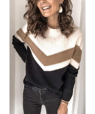 Women's Casual Sweater Pullover Winter Basic Sweatshirt Long Sleeve Cozy Knitted Jumper Tops Loose Fit V Black $20.68 Sweaters