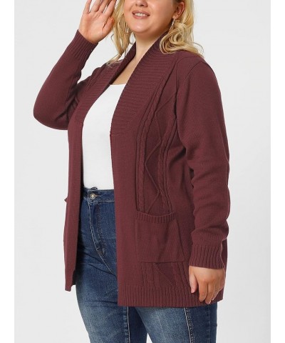 Women's Plus Size Classic Cardigan Sweaters Long Sleeve with Pockets Lightweight Cardigans Burgundy $19.97 Sweaters