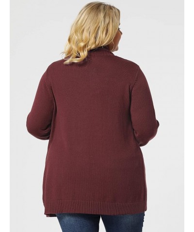 Women's Plus Size Classic Cardigan Sweaters Long Sleeve with Pockets Lightweight Cardigans Burgundy $19.97 Sweaters