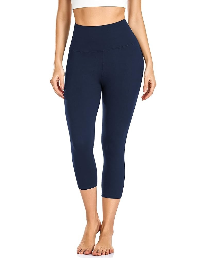 Soft Leggings for Women - High Waisted Tummy Control No See Through Workout Yoga Pants Y-navy Blue(capri) Small-Medium $8.81 ...