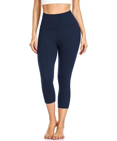 Soft Leggings for Women - High Waisted Tummy Control No See Through Workout Yoga Pants Y-navy Blue(capri) Small-Medium $8.81 ...