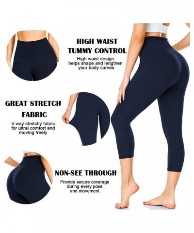 Soft Leggings for Women - High Waisted Tummy Control No See Through Workout Yoga Pants Y-navy Blue(capri) Small-Medium $8.81 ...