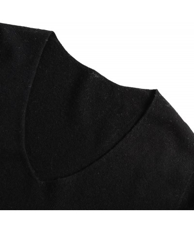 Women's Lightweight Wool Sweater Long Sleeve V Neck Knitted Pullover Tops Black $28.07 Sweaters