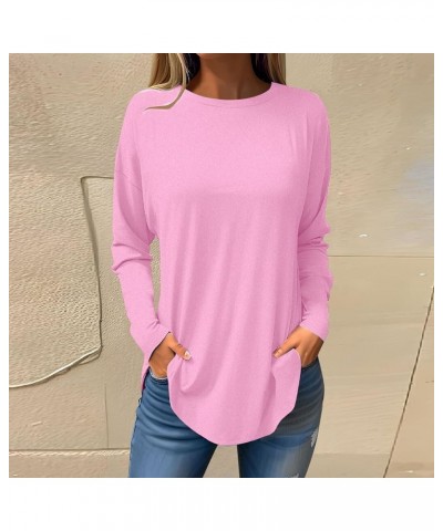 Plus Size Tops for Women Loose Round Neck Pullover Fall T Shirts Long Sleeve Sweatshirt Casual Floral Printing Blouse 1-pink ...