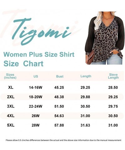 Plus Size T Shirt for Women Long Sleeve Raglan Tops Tee Shirts Color Block Top Leopard Plaid Print XL-5XL 14W-28W 9_ F002_ La...