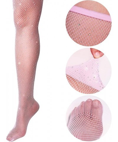 Rhinestone Fishnet Stockings Sparkle High Waist Tights Pantyhose Nude + Pink $11.79 Socks