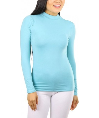 Women's Long Sleeve Mock Neck Crop Top Ash Mint $10.61 Tanks