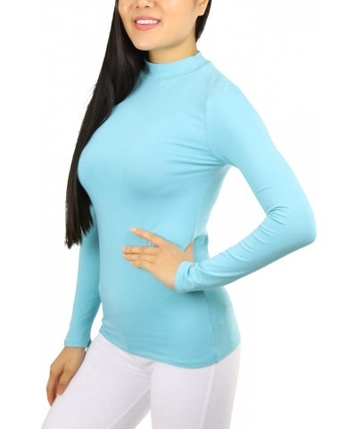 Women's Long Sleeve Mock Neck Crop Top Ash Mint $10.61 Tanks