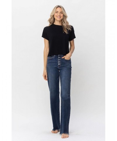 'Fiercely Bella Boutique' Hi-Waisted Button Fly Wide Leg Jeans (Style 82503) $28.80 Jeans