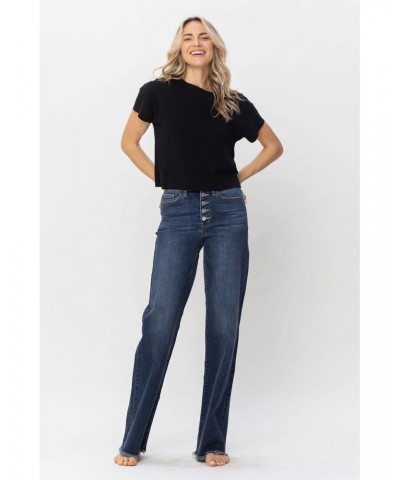 'Fiercely Bella Boutique' Hi-Waisted Button Fly Wide Leg Jeans (Style 82503) $28.80 Jeans