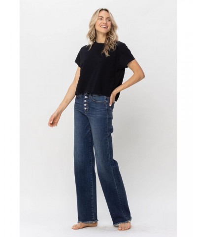 'Fiercely Bella Boutique' Hi-Waisted Button Fly Wide Leg Jeans (Style 82503) $28.80 Jeans