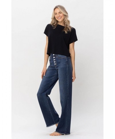 'Fiercely Bella Boutique' Hi-Waisted Button Fly Wide Leg Jeans (Style 82503) $28.80 Jeans