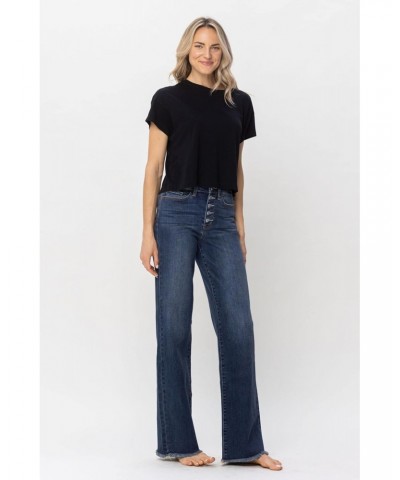 'Fiercely Bella Boutique' Hi-Waisted Button Fly Wide Leg Jeans (Style 82503) $28.80 Jeans