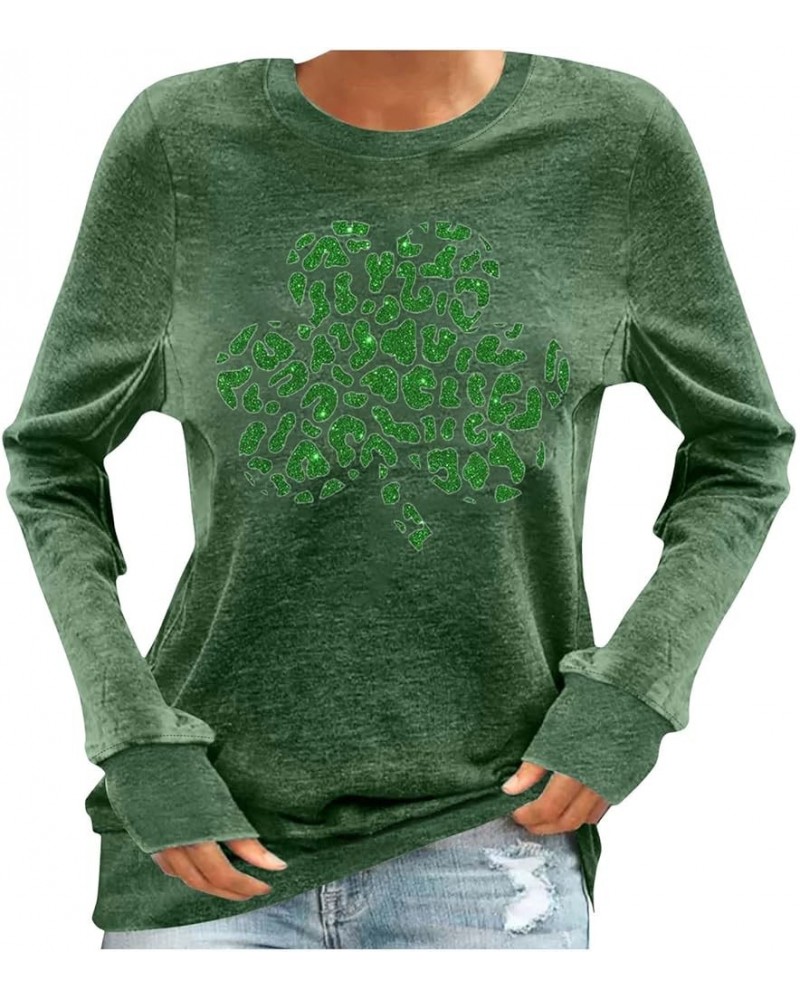 St Patrick's Day Shirts for Women Shenanigans Coordinator Sweatshirt Irish Shamrock Green Long Sleeve Graphic Tee Tops 26-gre...