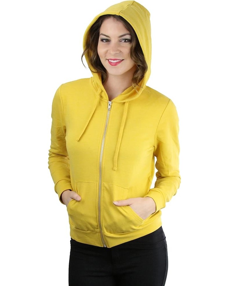 Women's Long Sleeve Full Zip-Up Kangaroo Pocket Hoodie Mustard $10.98 Hoodies & Sweatshirts