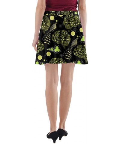 Womens A-line Pocket Skirt Mathematics Formula Chemistry School Mrs Frizzle Space Swing Skater Skirt Neon Yellow Green & Blac...