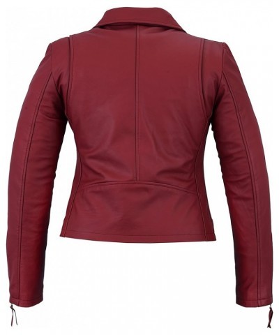 Womens Genuine Sheep Leather Durable incredible soft Leather Motorcycle and Casual Jacket Maroon Red $36.75 Coats