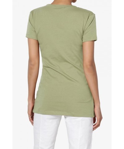 Women's Basic V Neck Short Sleeve T-Shirts Plain Stretch Cotton Spandex Top Tee Sage $9.00 T-Shirts