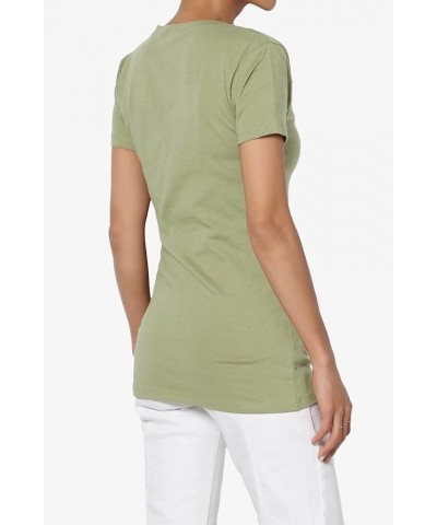 Women's Basic V Neck Short Sleeve T-Shirts Plain Stretch Cotton Spandex Top Tee Sage $9.00 T-Shirts