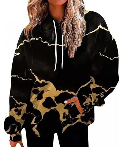 Sweatshirt for Women Fashion Womens Tie Dye Color Printed Loose Long Sleeve Casual Hooded Sweatshirt Tops Pullover 08-black $...