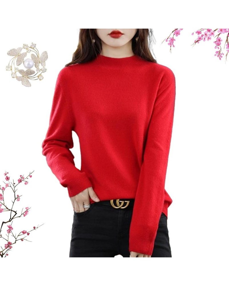 Cashmere Sweaters for Women, Turtleneck Sweater Women, Womens Cashmere Sweater, Cashmere Sweater Women Red-b $17.10 Sweaters