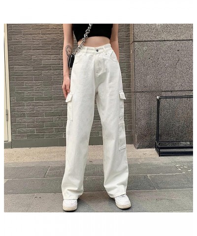 High Waisted Jeans for Women Stretchy Rise Straight Loose Denim Pants Wide Leg Hippie Streetwear Trendy Aesthetic Cargo Jeans...