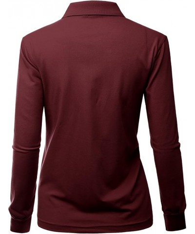 Women's Pique 180-200 TC Polo Dri Fit Collar T-Shirts Burgundy $11.28 Shirts