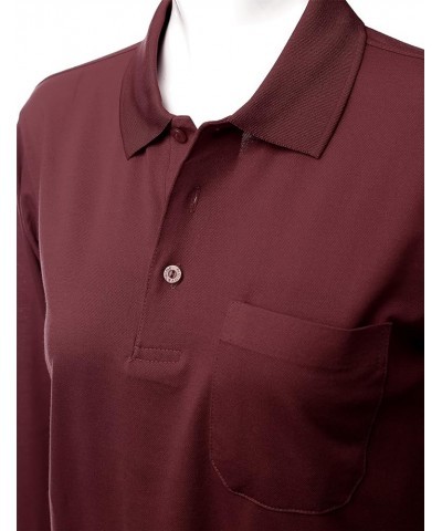 Women's Pique 180-200 TC Polo Dri Fit Collar T-Shirts Burgundy $11.28 Shirts