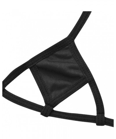 Women's Brazilian Bikini 2 Pieces Halter Sliding Bra Top G-String Thong Set Micro Swimsuit Black a $10.06 Swimsuits