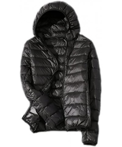 Women Lightweight Down Jacket Winter Parka Female Hooded coat Down Jacket Women's Outwear Black1 $17.60 Jackets