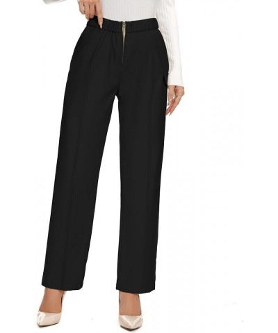 Work Pants for Women Business Casual Office Dress Pants Trousers with Pockets Zipper Black $13.24 Pants