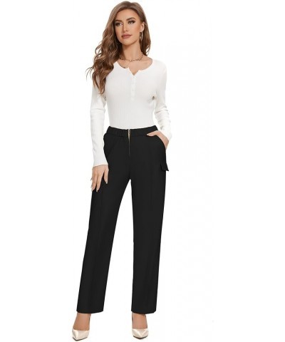 Work Pants for Women Business Casual Office Dress Pants Trousers with Pockets Zipper Black $13.24 Pants