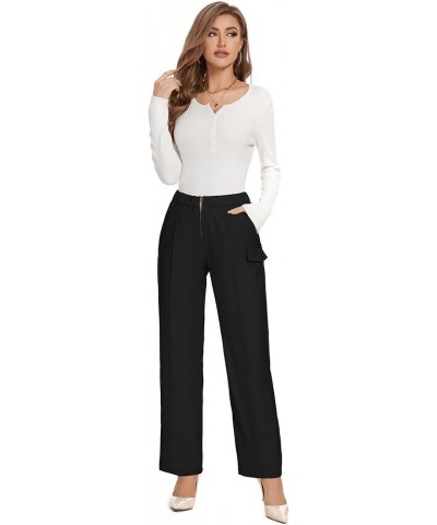 Work Pants for Women Business Casual Office Dress Pants Trousers with Pockets Zipper Black $13.24 Pants