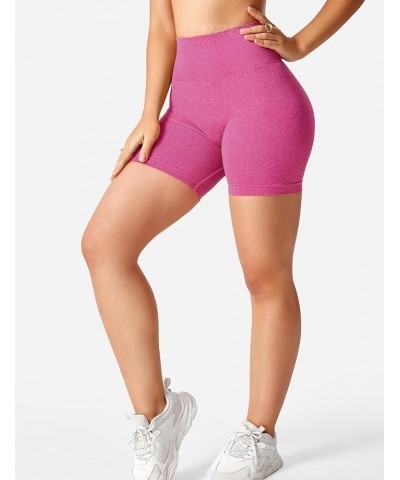 Seamless High Waisted Shorts for Women Smile Contour Biker Shorts Gym Yoga Workout 4 Plain Fuchsia Without Contour $9.60 Acti...