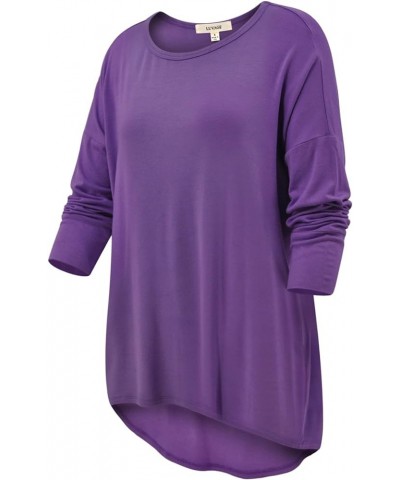 Women's 3/4 Sleeve Crew Neck Loose Fit Tops - Casual Tunic Top T-Shirt XS-6XL Lavender $13.48 Tops