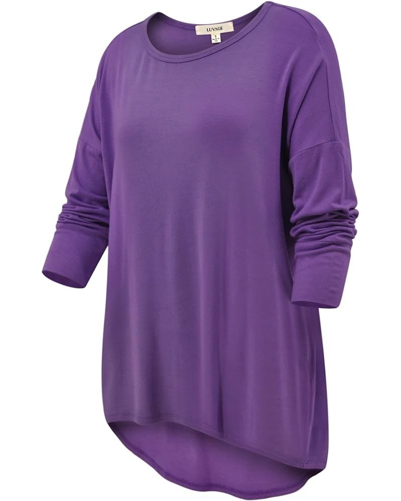 Women's 3/4 Sleeve Crew Neck Loose Fit Tops - Casual Tunic Top T-Shirt XS-6XL Lavender $13.48 Tops