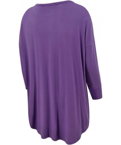 Women's 3/4 Sleeve Crew Neck Loose Fit Tops - Casual Tunic Top T-Shirt XS-6XL Lavender $13.48 Tops