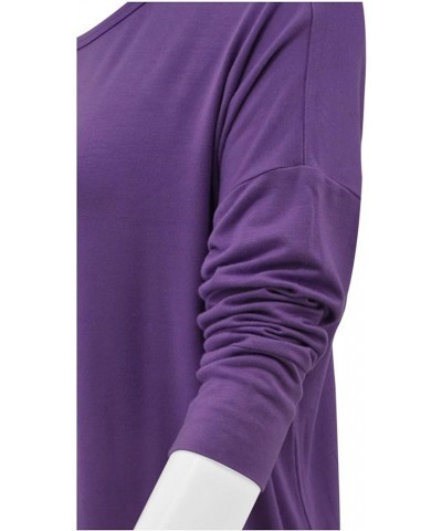 Women's 3/4 Sleeve Crew Neck Loose Fit Tops - Casual Tunic Top T-Shirt XS-6XL Lavender $13.48 Tops