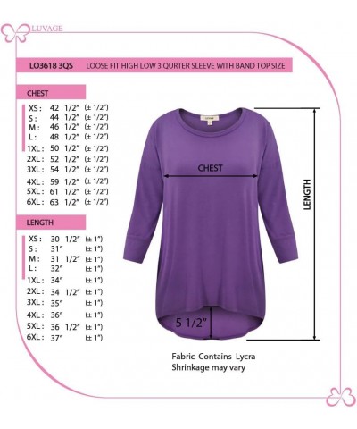 Women's 3/4 Sleeve Crew Neck Loose Fit Tops - Casual Tunic Top T-Shirt XS-6XL Lavender $13.48 Tops