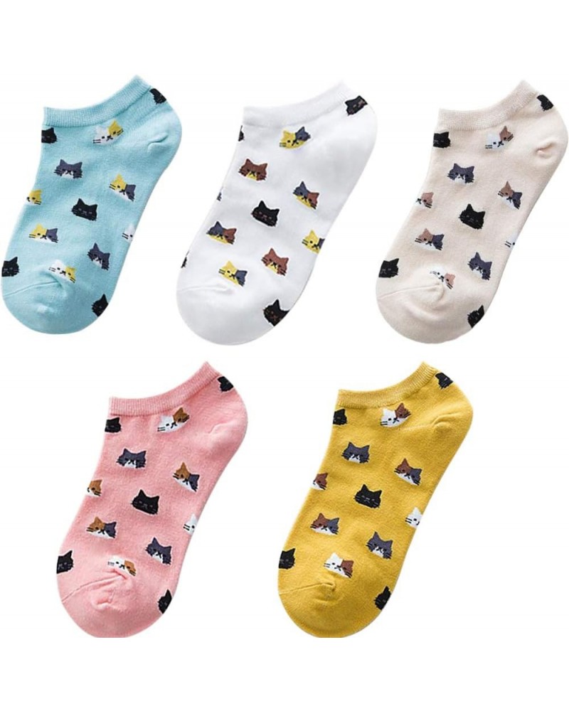 Women Socks Cotton No Show Low Cut Socks Ankle Sock 5 Pack Cats $10.82 Socks