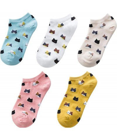 Women Socks Cotton No Show Low Cut Socks Ankle Sock 5 Pack Cats $10.82 Socks