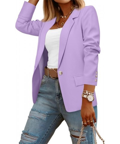 Women Business Casual Blazer with Lined Professional Work Suit Jacket with Pockets 2-light Purple-short Style $32.32 Blazers