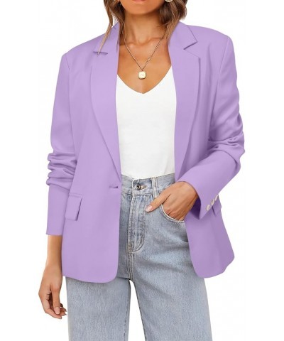 Women Business Casual Blazer with Lined Professional Work Suit Jacket with Pockets 2-light Purple-short Style $32.32 Blazers