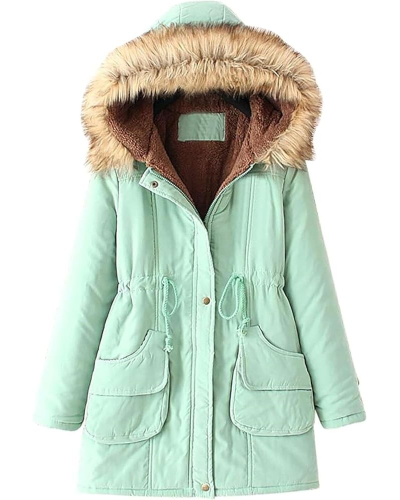 Winter Coats for Women Warm Hooded Outerwear Solid Thick Padded Jacket Fleece Lined Oversized Windproof Coat T+green $13.52 J...