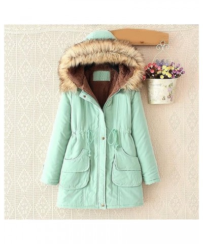 Winter Coats for Women Warm Hooded Outerwear Solid Thick Padded Jacket Fleece Lined Oversized Windproof Coat T+green $13.52 J...