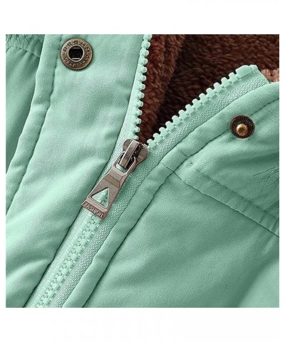 Winter Coats for Women Warm Hooded Outerwear Solid Thick Padded Jacket Fleece Lined Oversized Windproof Coat T+green $13.52 J...