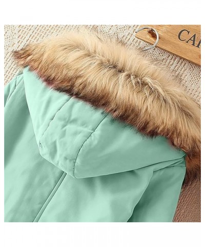 Winter Coats for Women Warm Hooded Outerwear Solid Thick Padded Jacket Fleece Lined Oversized Windproof Coat T+green $13.52 J...