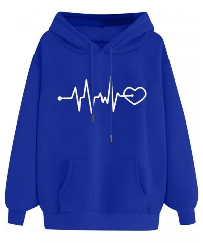 Womens Hooded Sweatshirts Cute Heart Print Athletic Workout Hoodies Pullover Y2K 2023 Fall Outfits Clothes 03 Blue $8.39 Acti...